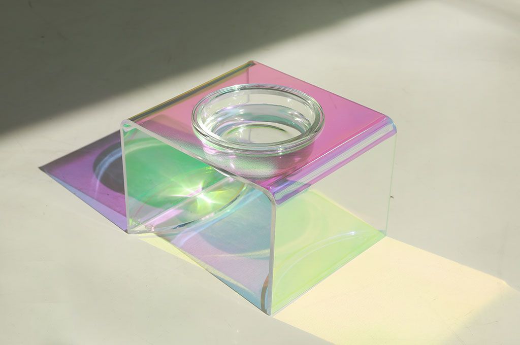 Acrylic Glass Pet Dazzling Food Bowl