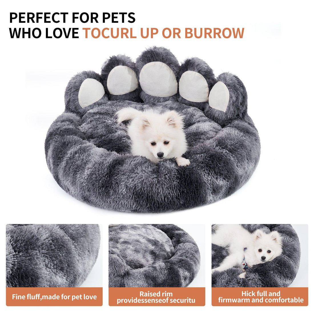 Paw Shape Cozy Plush  Dog Bed