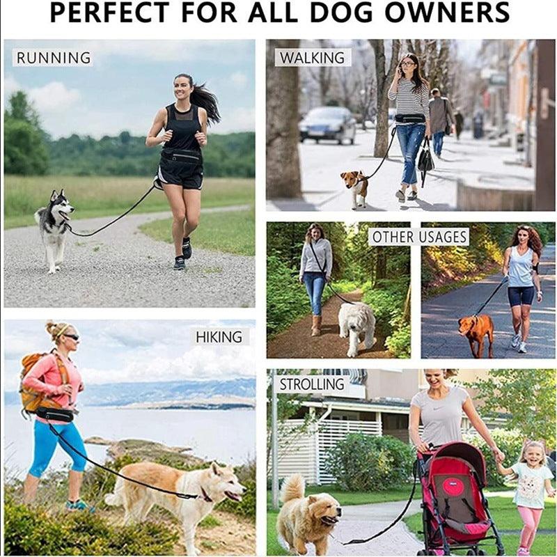 Hands Free Dog Leash with Waist Bag