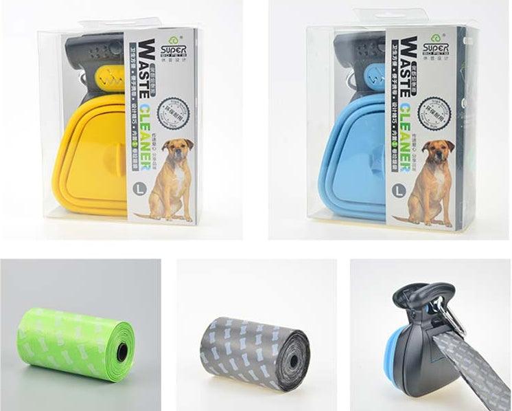 Recogedor portátil de excrementos de mascotas con bolsas para desechos