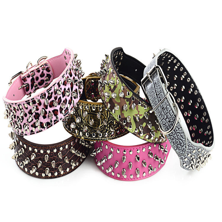Rivet Studded Large Dog Collar