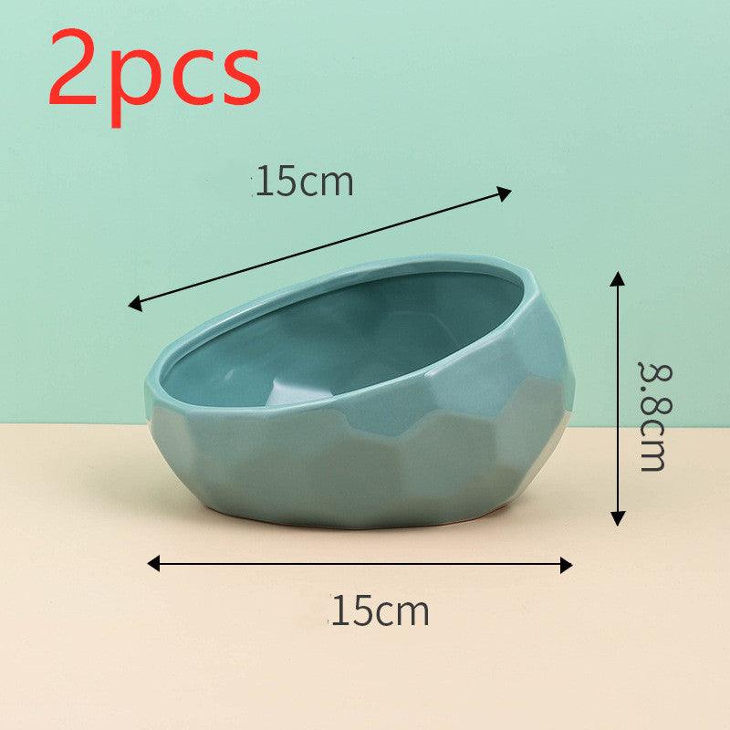 Oblique Mouth Ceramic Pet Bowl-snuggletails