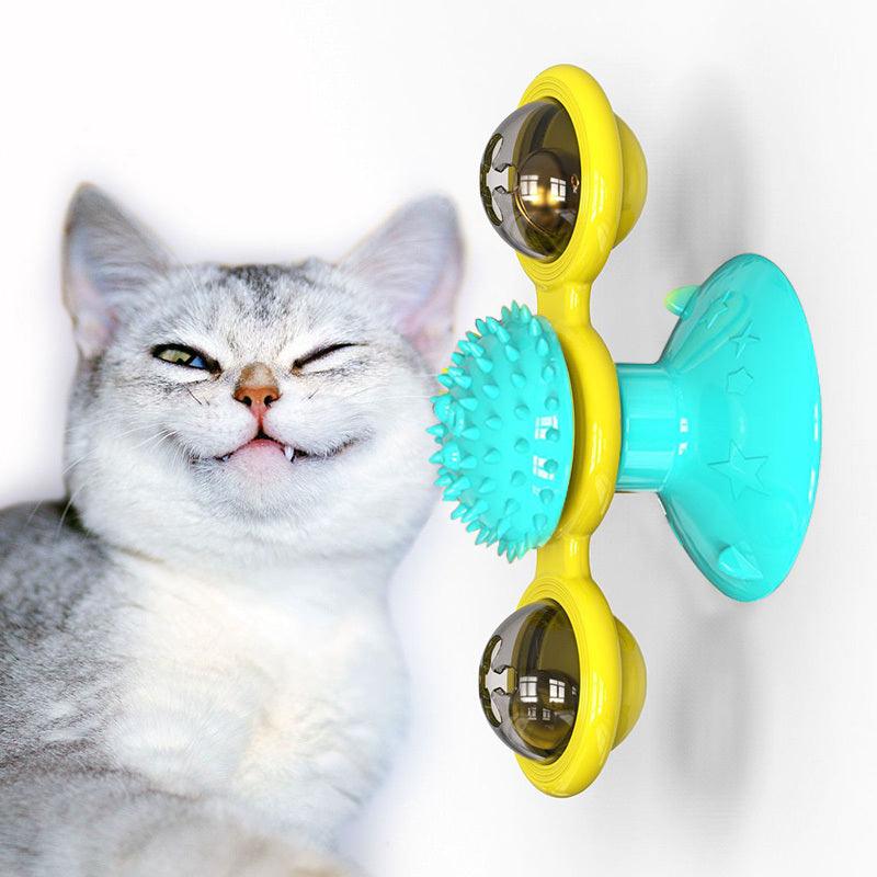 Juguete para gatos con forma de molino de viento giratorio que rasca