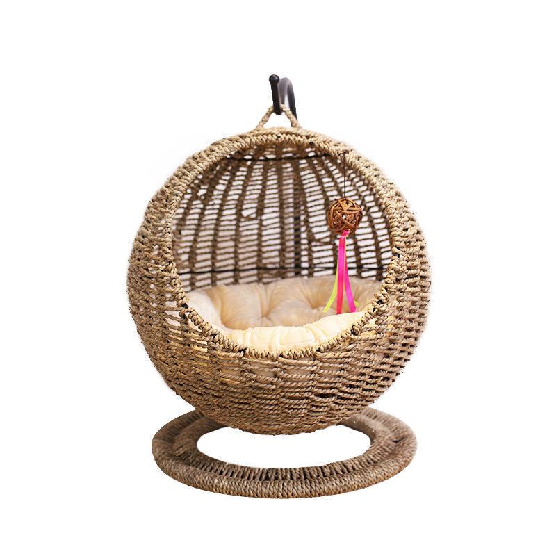 Cat Round Rattan Hanging Hammock