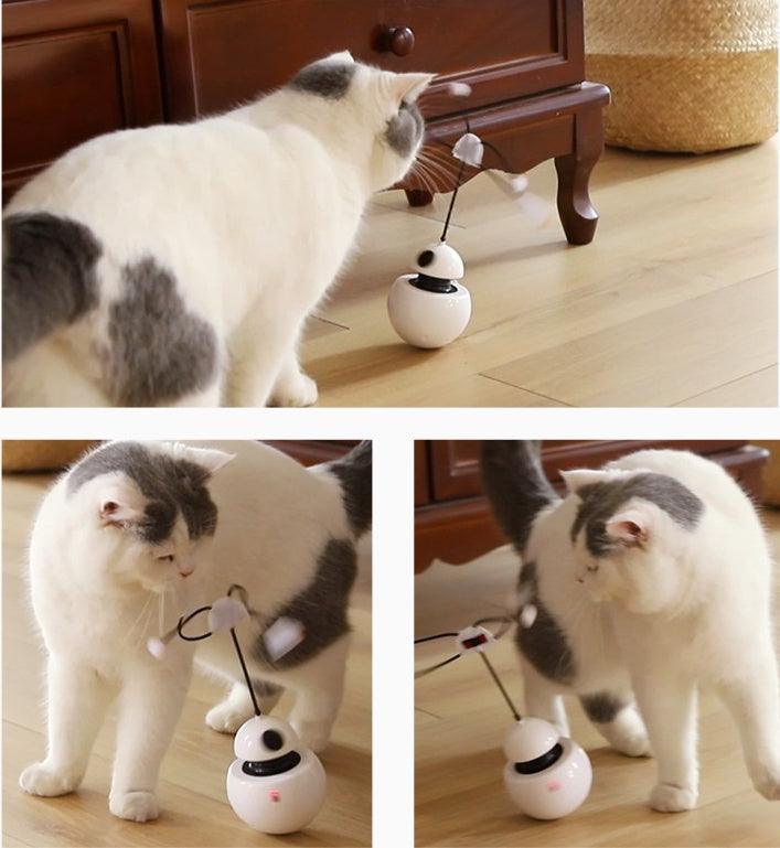 Juguete láser para gatos con forma de robot tres en uno