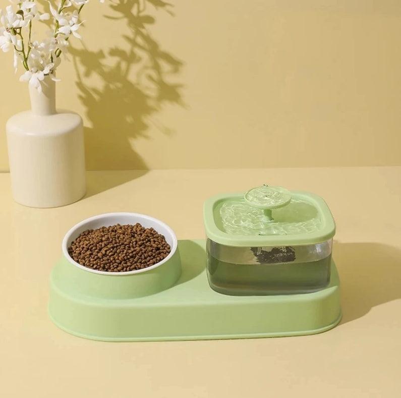 2-in-1 Cat Water Dispenser And Feeding Bowl-snuggletails