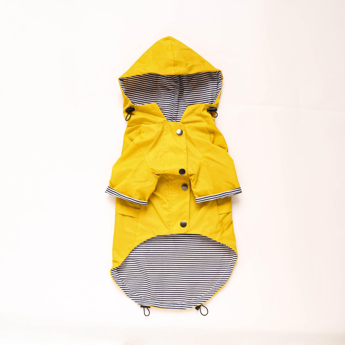 Yellow Hooded Dog Raincoat with Pockets