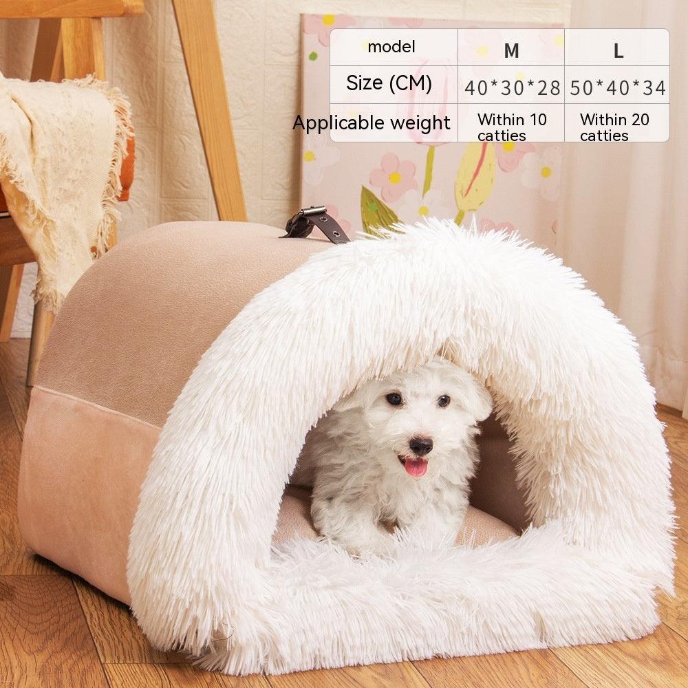 Long Fur Winter Warm Pet Cave Bed