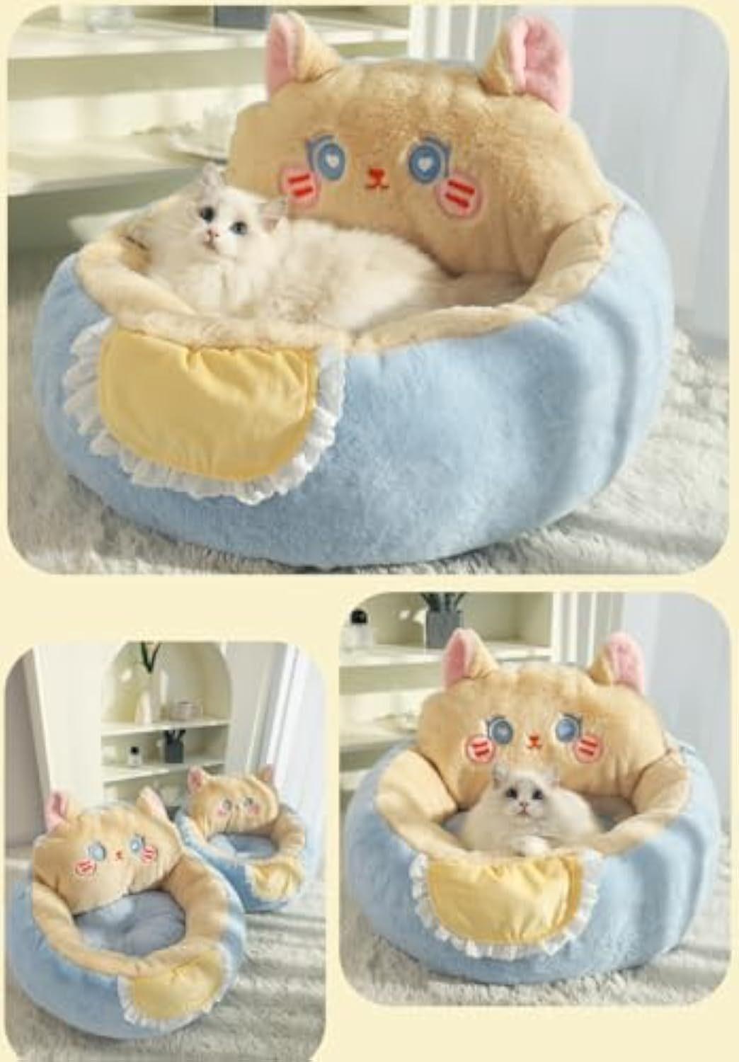 Calming Fluffy Sleep Cute Cat Bed