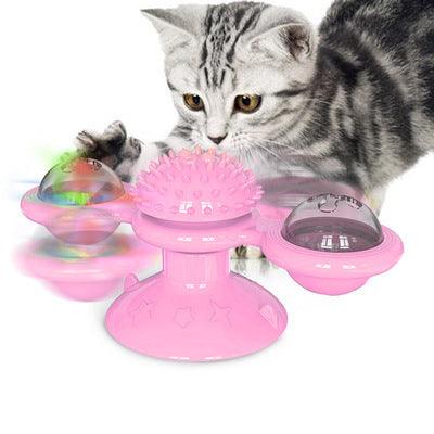 Juguete para gatos con forma de molino de viento giratorio que rasca