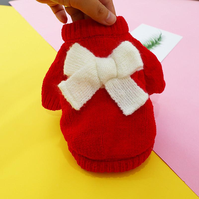 Bowknot Knit Sweater Pet Costume