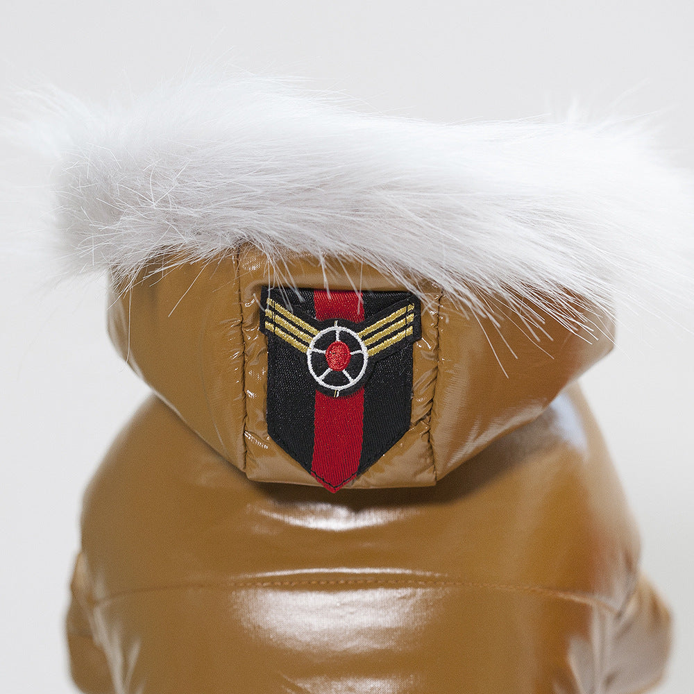Leather Hooded Thickened Dog Jacket