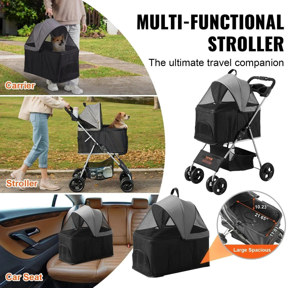 Four-wheeled Rotating Dog Stroller-snuggletails