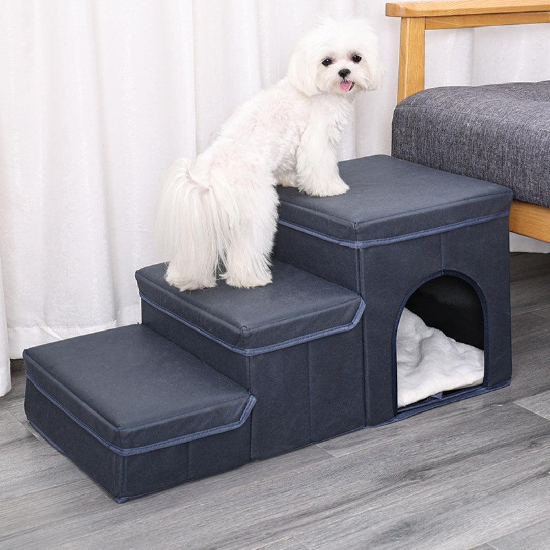 Caseta para perros multifuncional con 3 escalones