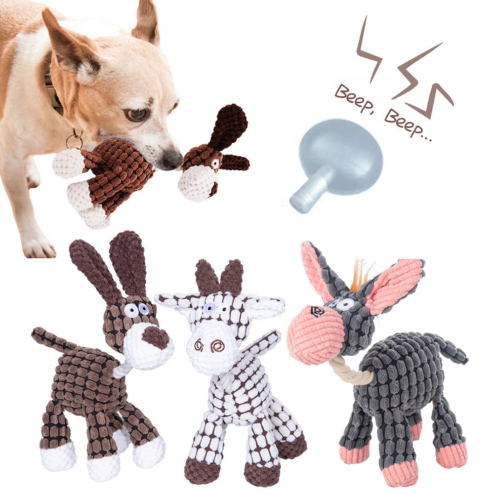 Squeaky Donkey Plush Dog Toy