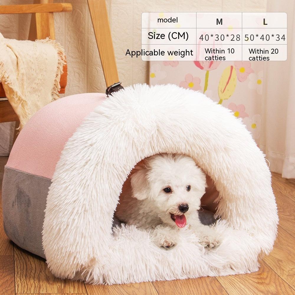 Long Fur Winter Warm Pet Cave Bed