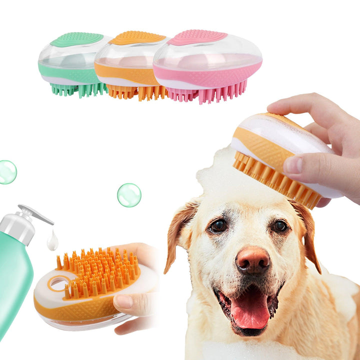 2-in-1 Pet Massager Silicone Bathing Brush