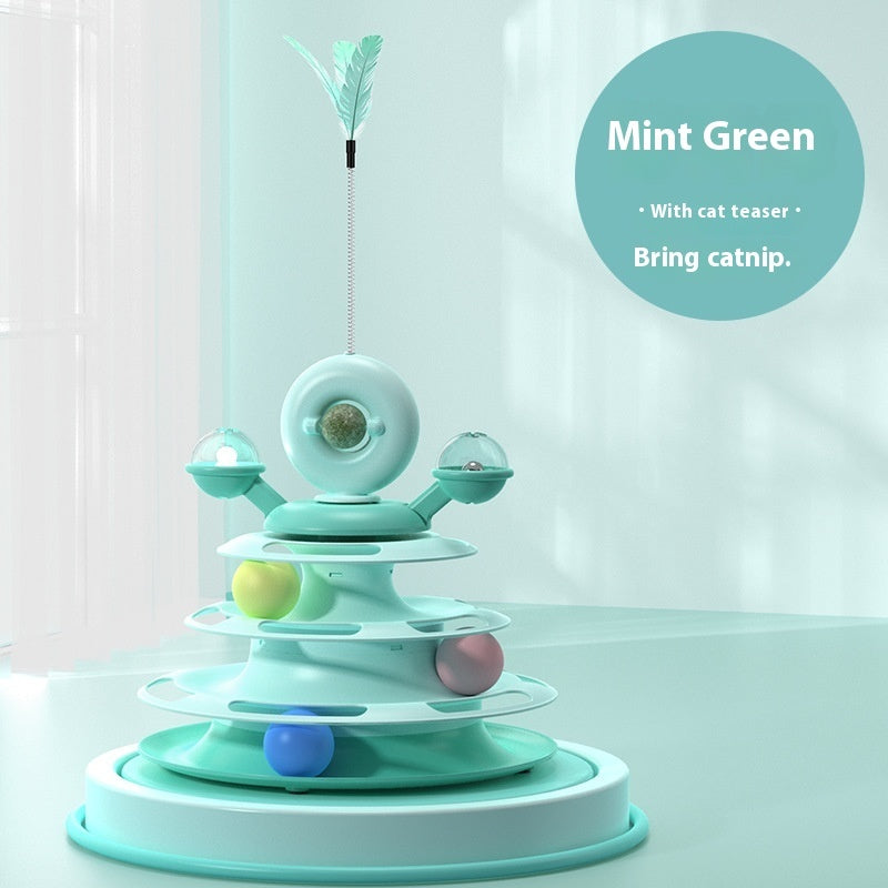 4 Levels Cat Toy Tower Turntable
