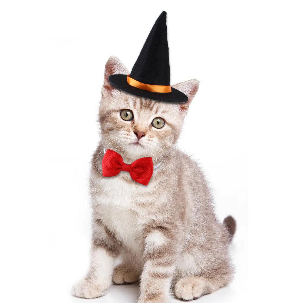 Halloween Pet Witch Hat + Bow Tie Set