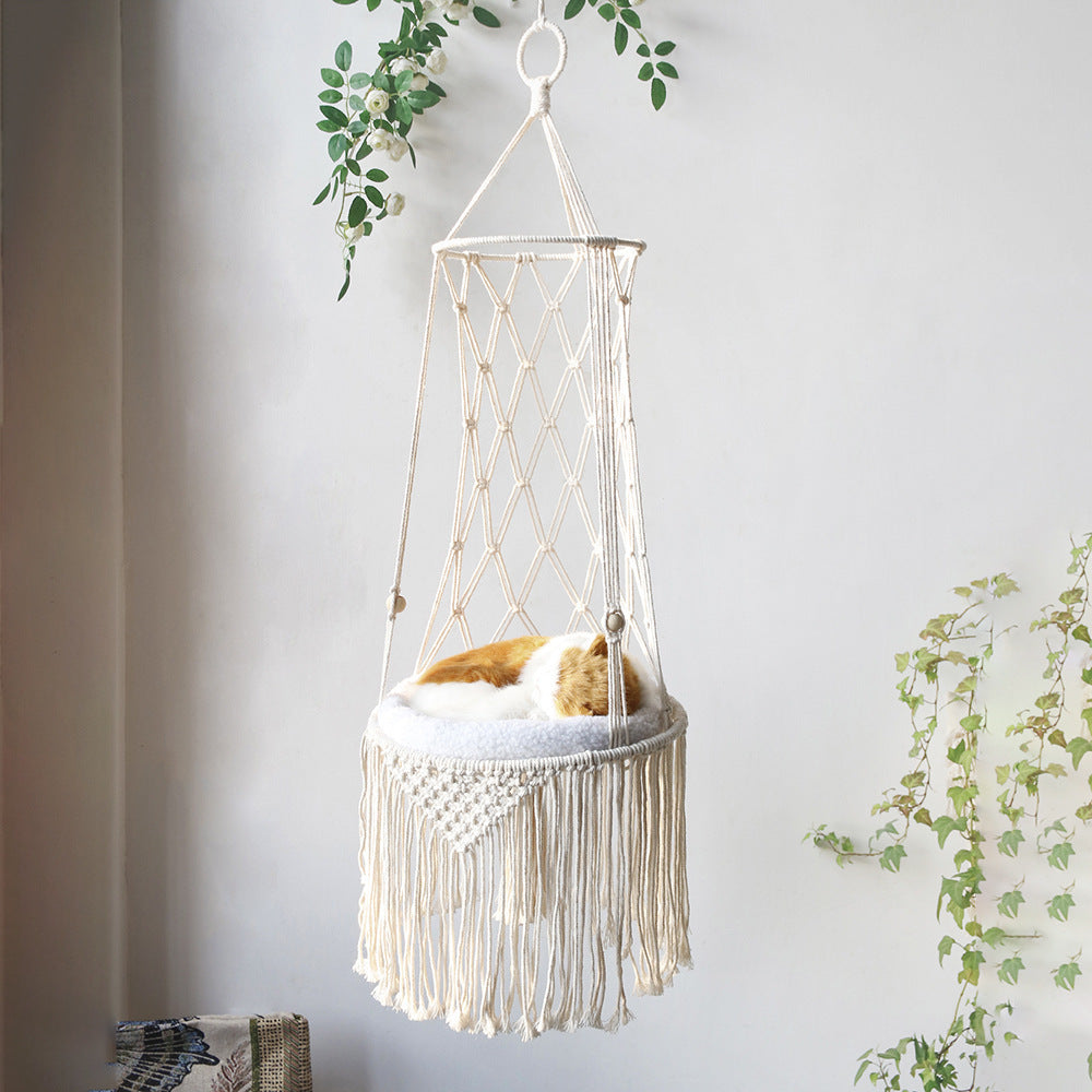 Macrame Hanging Cat Swing Bed